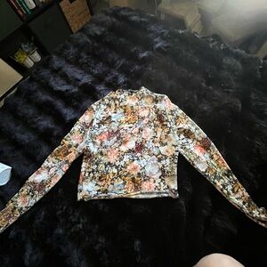 Floral Long Sleeve mesh Women's Top